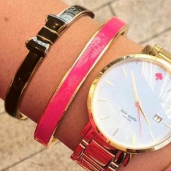 KATE SPADE Black Take A Bow Enamel Layering Stackable Bangle Bracelet - Picture 4 of 16